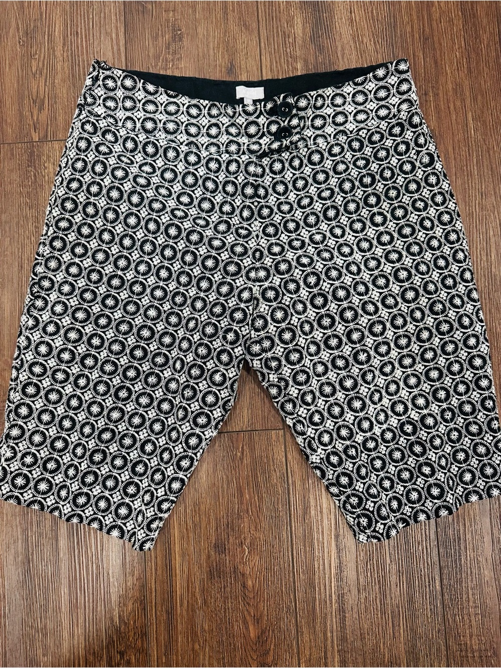 Women’s  Black & White Embroidered Shorts